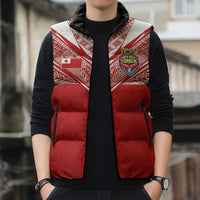 Custom Tonga Rugby Sleeveless Puffer Jacket Ngatu Motifs and Pacific Patterns
