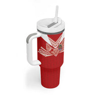 Custom Tonga Rugby Tumbler With Handle Ngatu Motifs and Pacific Patterns