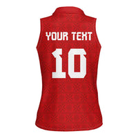 Custom Tonga Rugby Women Sleeveless Polo Shirt Ngatu Motifs and Pacific Patterns