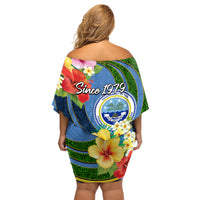 Micronesia Constitution Day Family Matching Off Shoulder Short Dress and Hawaiian Shirt Hibiscus and Tapa Tribal Pattern LT03 - Polynesian Pride