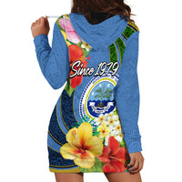 Micronesia Constitution Day Hoodie Dress Hibiscus and Tapa Tribal Pattern LT03 - Polynesian Pride