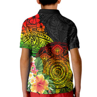 Polynesia Victory Day Kid Polo Shirt Tribal Turtle and Hibiscus LT03 - Polynesian Pride