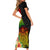 Polynesia Victory Day Short Sleeve Bodycon Dress Tribal Turtle and Hibiscus LT03 - Polynesian Pride