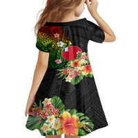 Wallis and Futuna Victory Day Family Matching Off Shoulder Maxi Dress and Hawaiian Shirt Tribal Polynesian Tattoo and Hibiscus Flower LT03 - Polynesian Pride