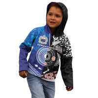 Samoa and Aotearoa Together Kid Hoodie Tatau Art Tattoos-Taniko and Maori with Fern