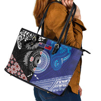 Samoa and Aotearoa Together Leather Tote Bag Tatau Art Tattoos-Taniko and Maori with Fern