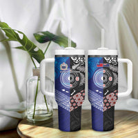 Samoa and Aotearoa Together Tumbler With Handle Tatau Art Tattoos-Taniko and Maori with Fern