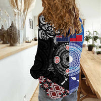 Samoa and Aotearoa Together Women Casual Shirt Tatau Art Tattoos-Taniko and Maori with Fern