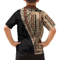 Samoa Siapo Motif Half Style Hawaiian Shirt Brown Version