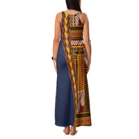 Samoa Siapo Motif Half Style Family Matching Tank Maxi Dress and Hawaiian Shirt Colorful Version