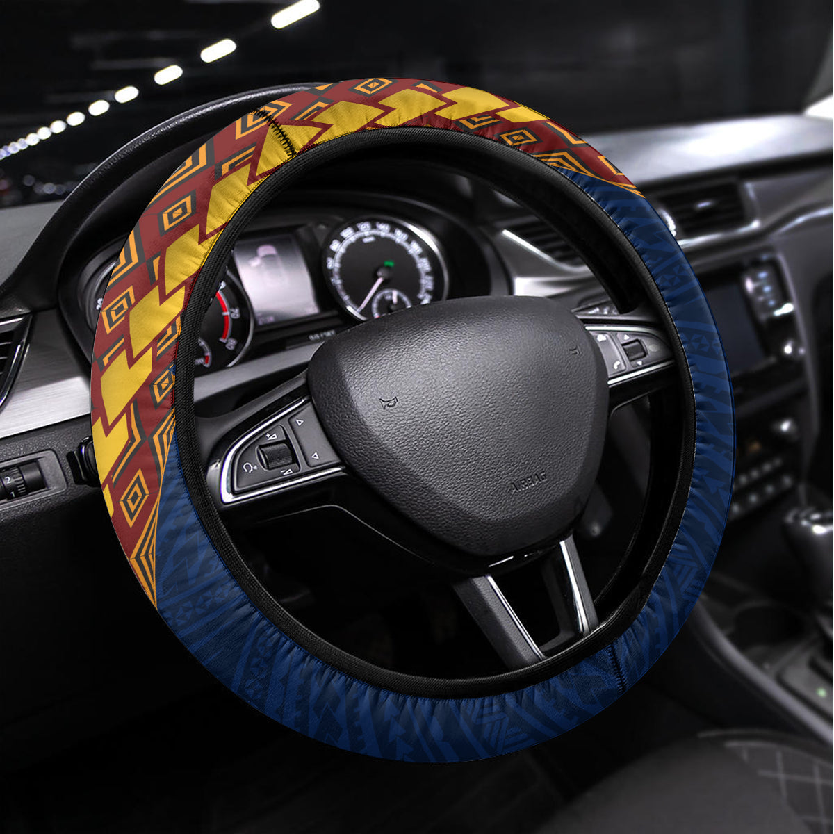 Samoa Siapo Motif Half Style Steering Wheel Cover Colorful Version