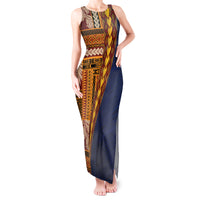 Samoa Siapo Motif Half Style Tank Maxi Dress Colorful Version LT03 Women Yellow - Polynesian Pride