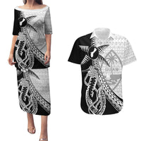 Guam Fish Hook and Palm Tree Couples Matching Puletasi and Hawaiian Shirt Polynesian Pattern Half Style LT03 White - Polynesian Pride