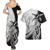 Guam Fish Hook and Palm Tree Couples Matching Summer Maxi Dress and Hawaiian Shirt Polynesian Pattern Half Style