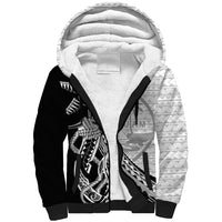 Guam Fish Hook and Palm Tree Sherpa Hoodie Polynesian Pattern Half Style