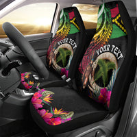 Personalised Vanuatu 44th Anniversary Car Seat Cover Boars Tusk and Melanesian Warrior Indipendens Dei