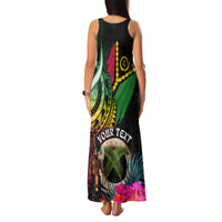 Personalised Vanuatu 44th Anniversary Family Matching Tank Maxi Dress and Hawaiian Shirt Boars Tusk and Melanesian Warrior Indipendens Dei