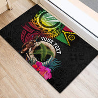 Personalised Vanuatu 44th Anniversary Rubber Doormat Boars Tusk and Melanesian Warrior Indipendens Dei