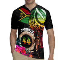 Personalised Vanuatu 44th Anniversary Rugby Jersey Boars Tusk and Melanesian Warrior Indipendens Dei
