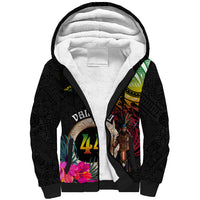 Personalised Vanuatu 44th Anniversary Sherpa Hoodie Boars Tusk and Melanesian Warrior Indipendens Dei