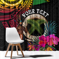 Personalised Vanuatu 44th Anniversary Window Curtain Boars Tusk and Melanesian Warrior Indipendens Dei LT03 - Polynesian Pride