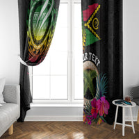 Personalised Vanuatu 44th Anniversary Window Curtain Boars Tusk and Melanesian Warrior Indipendens Dei LT03 - Polynesian Pride