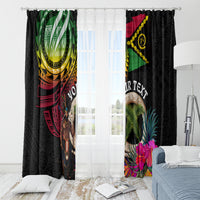 Personalised Vanuatu 44th Anniversary Window Curtain Boars Tusk and Melanesian Warrior Indipendens Dei LT03 - Polynesian Pride