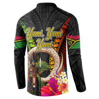 Vanuatu Independence Day Button Sweatshirt Boars Tusk and Melanesian Warrior Indipendens Dei