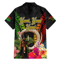 Vanuatu Independence Day Family Matching Off The Shoulder Long Sleeve Dress and Hawaiian Shirt Boars Tusk and Melanesian Warrior Indipendens Dei LT03 - Polynesian Pride