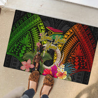 Vanuatu Independence Day Rubber Doormat Boars Tusk and Melanesian Warrior Indipendens Dei