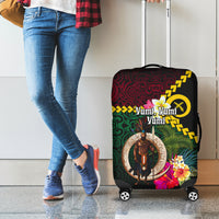 Vanuatu Indipendens Dei Luggage Cover Boars Tusk and Melanesian Warrior Hibiscus LT03 - Polynesian Pride