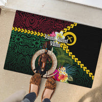 Vanuatu Indipendens Dei Rubber Doormat Boars Tusk and Melanesian Warrior Hibiscus
