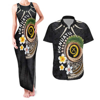 Vanuatu Independence Day Couples Matching Tank Maxi Dress and Hawaiian Shirt Melanesian Tribal Pig Tusk with Tropical Plants