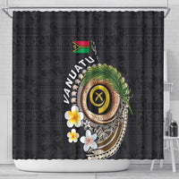 Vanuatu Independence Day Shower Curtain Melanesian Tribal Pig Tusk with Tropical Plants
