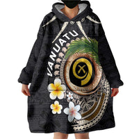 Vanuatu Independence Day Wearable Blanket Hoodie Melanesian Tribal Pig Tusk with Tropical Plants