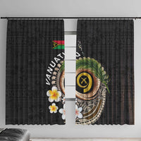Vanuatu Independence Day Window Curtain Melanesian Tribal Pig Tusk with Tropical Plants