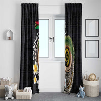 Vanuatu Independence Day Window Curtain Melanesian Tribal Pig Tusk with Tropical Plants