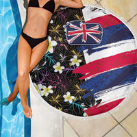 Hawaiian Flag Day Beach Blanket Tropical Flowers and Leaves