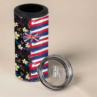 Hawaiian Flag Day 4 in 1 Can Cooler Tumbler Tropical Flowers and Leaves