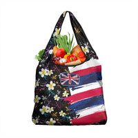 Hawaiian Flag Day Grocery Bag Tropical Flowers and Leaves