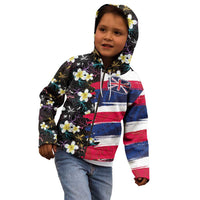 Hawaiian Flag Day Kid Hoodie Tropical Flowers and Leaves