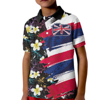 Hawaiian Flag Day Kid Polo Shirt Tropical Flowers and Leaves