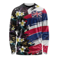Hawaiian Flag Day Long Sleeve Shirt Tropical Flowers and Leaves