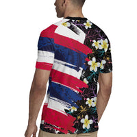 Hawaiian Flag Day Rugby Jersey Tropical Flowers and Leaves