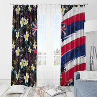 Hawaiian Flag Day Window Curtain Tropical Flowers and Leaves