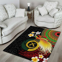 Vanuatu and Papua New Guinea Together Area Rug Bird-of-paradise and Pig Tusk Melanesian Pattern