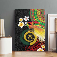Vanuatu and Papua New Guinea Together Canvas Wall Art Bird-of-paradise and Pig Tusk Melanesian Pattern