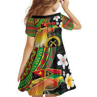 Vanuatu and Papua New Guinea Together Family Matching Off Shoulder Maxi Dress and Hawaiian Shirt Bird-of-paradise and Pig Tusk Melanesian Pattern