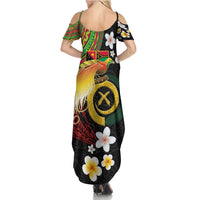 Vanuatu and Papua New Guinea Together Family Matching Summer Maxi Dress and Hawaiian Shirt Bird-of-paradise and Pig Tusk Melanesian Pattern