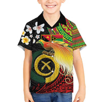 Vanuatu and Papua New Guinea Together Family Matching Summer Maxi Dress and Hawaiian Shirt Bird-of-paradise and Pig Tusk Melanesian Pattern